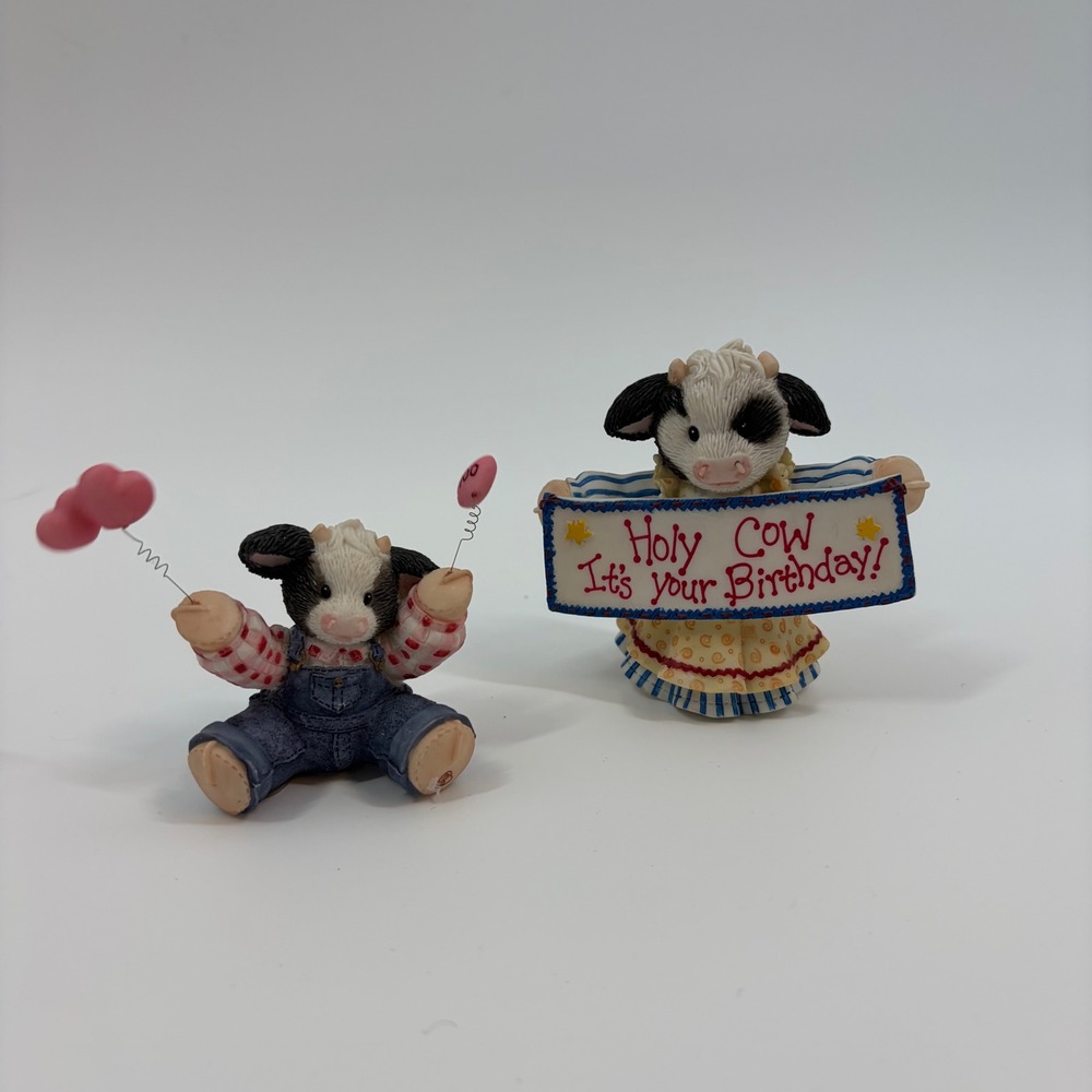Enesco Marys Moo Moos Figurines & Warren Kimble Cow Picture Frame Bundle